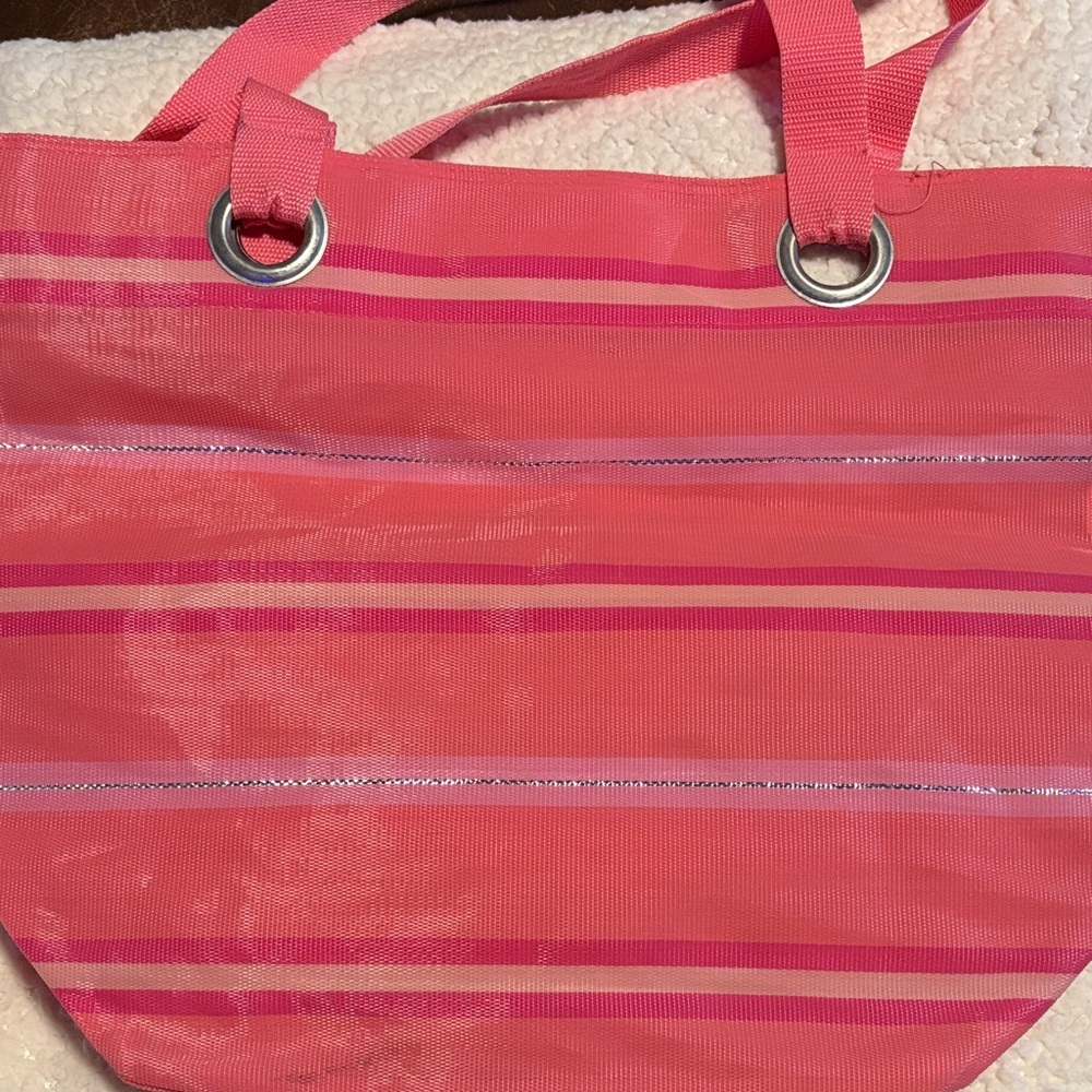 Stylish Pink Striped Women's Tote Bag
